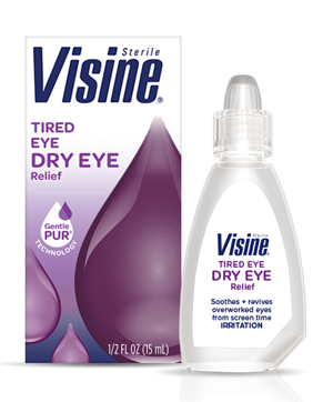 Visine Tired Eye Dry Eye Relief Eye Drops for Screen Time Irritation